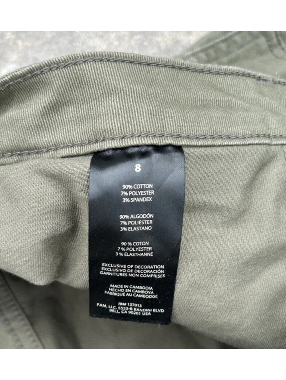 Banana Republic Pant Women 8 Utility Pockets Regular Fit Olive Gree Cotton Chino